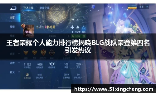 王者荣耀个人能力排行榜揭晓BLG战队荣登第四名引发热议