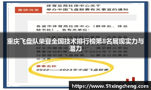 重庆飞盘队荣登全国技术排行榜第8名展现实力与潜力